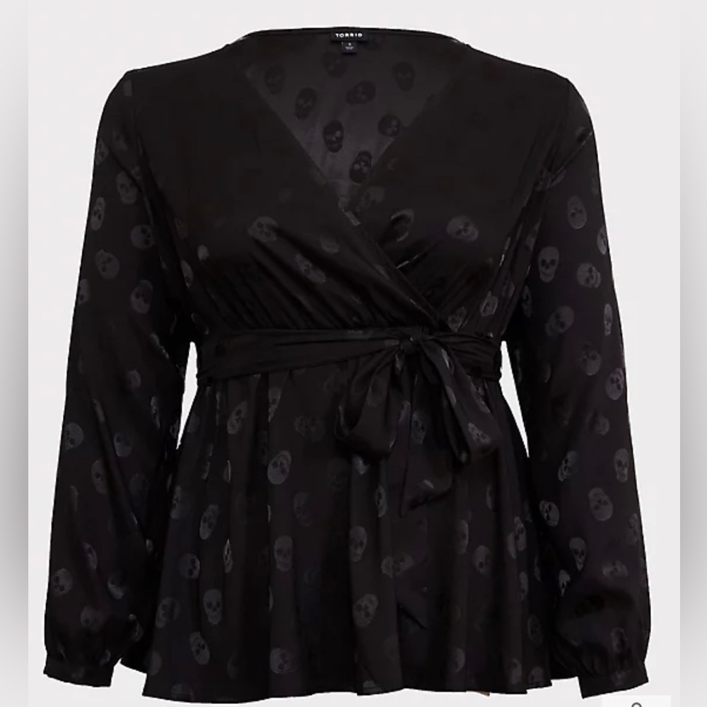 Torrid Shimmer Skull Faux Wrap Top